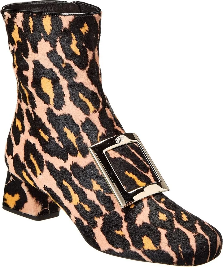 Roger Vivier Logo Plaque Piping Haircalf Bootie