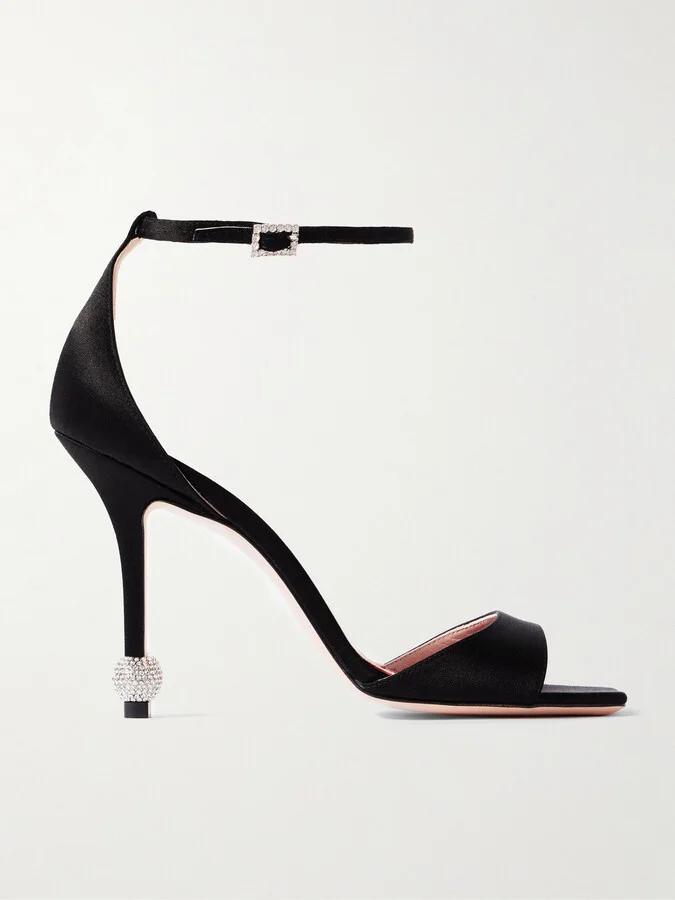 Roger Vivier - Marlene 100 Crystal-embellished Satin Sandals - Black