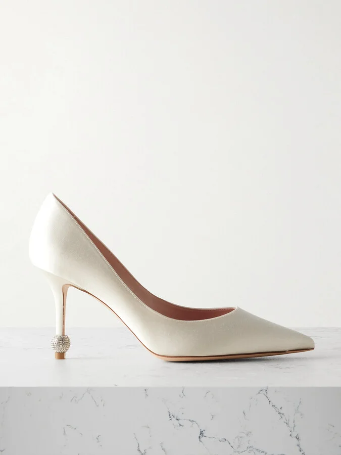 Roger Vivier - Marlene 85 Crystal-embellished Satin Pumps - Ivory