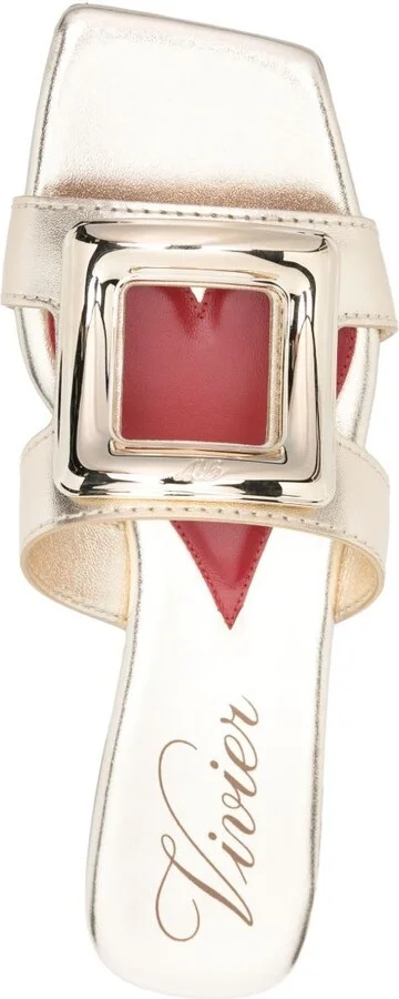 Roger Vivier Metal Buckle Leather Flat Sandals - Image 2