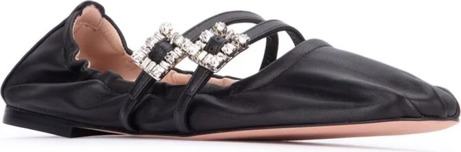 Roger Vivier Mini Strap Strass Leather Ballet Flats - Image 2