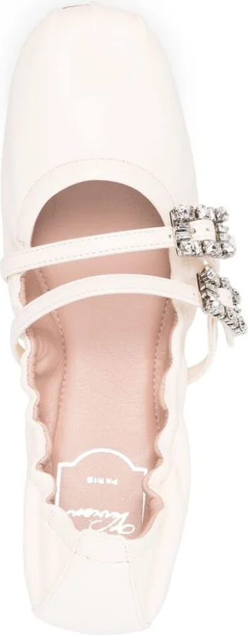 Roger Vivier Mini Strap Strass Leather Ballet Flats - Image 3