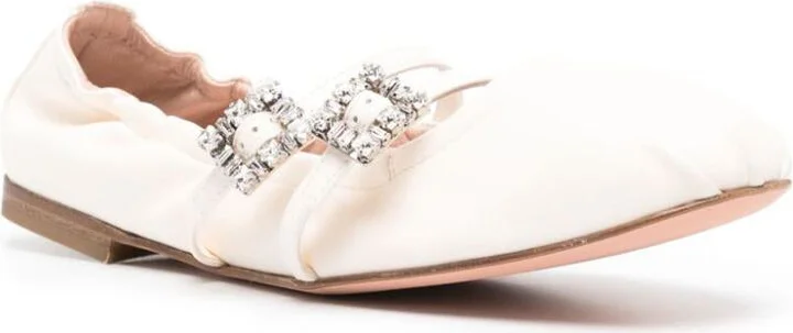 Roger Vivier Mini Strap Strass Leather Ballet Flats - Image 4