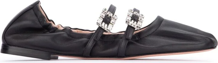 Roger Vivier Mini Strap Strass Leather Ballet Flats