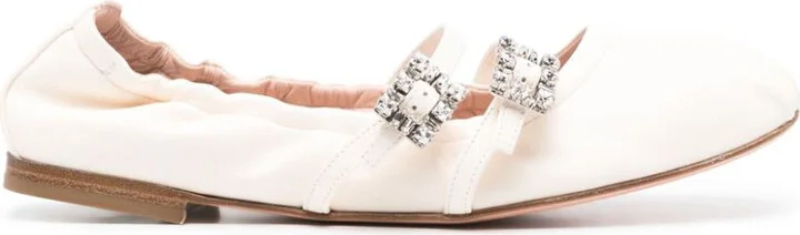Roger Vivier Mini Strap Strass Leather Ballet Flats