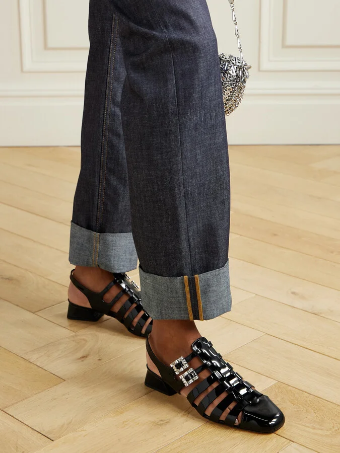 Roger Vivier - Mini Très Vivier 25 Crystal-embellished Patent-leather Sandals - Black - Image 2