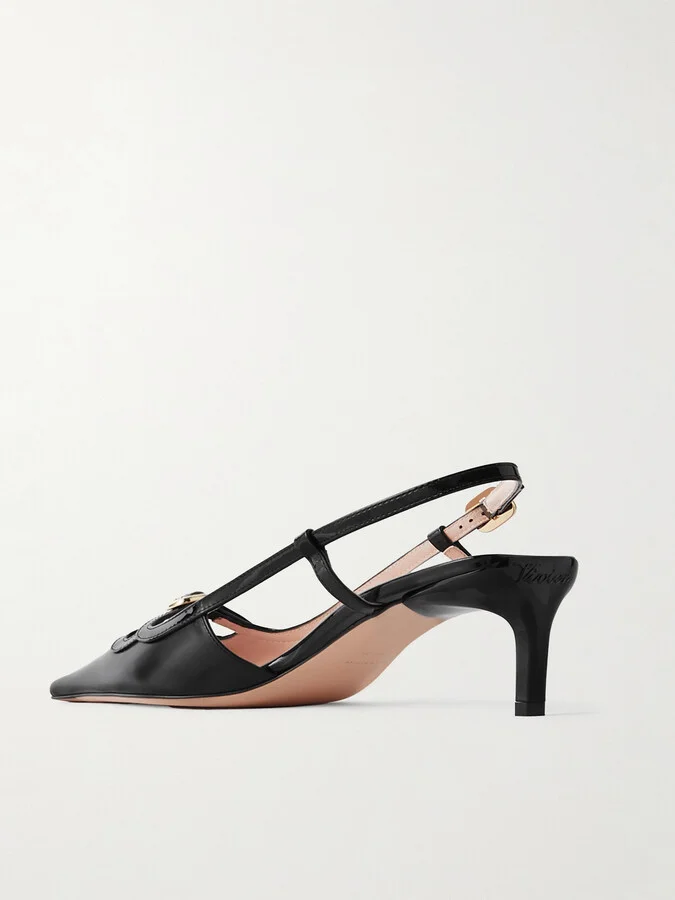 Roger Vivier - Nagoya 55 Embellished Leather Slingback Pumps - Black - Image 3