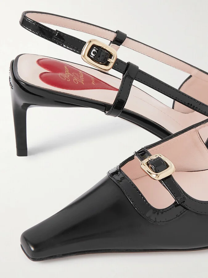 Roger Vivier - Nagoya 55 Embellished Leather Slingback Pumps - Black - Image 4