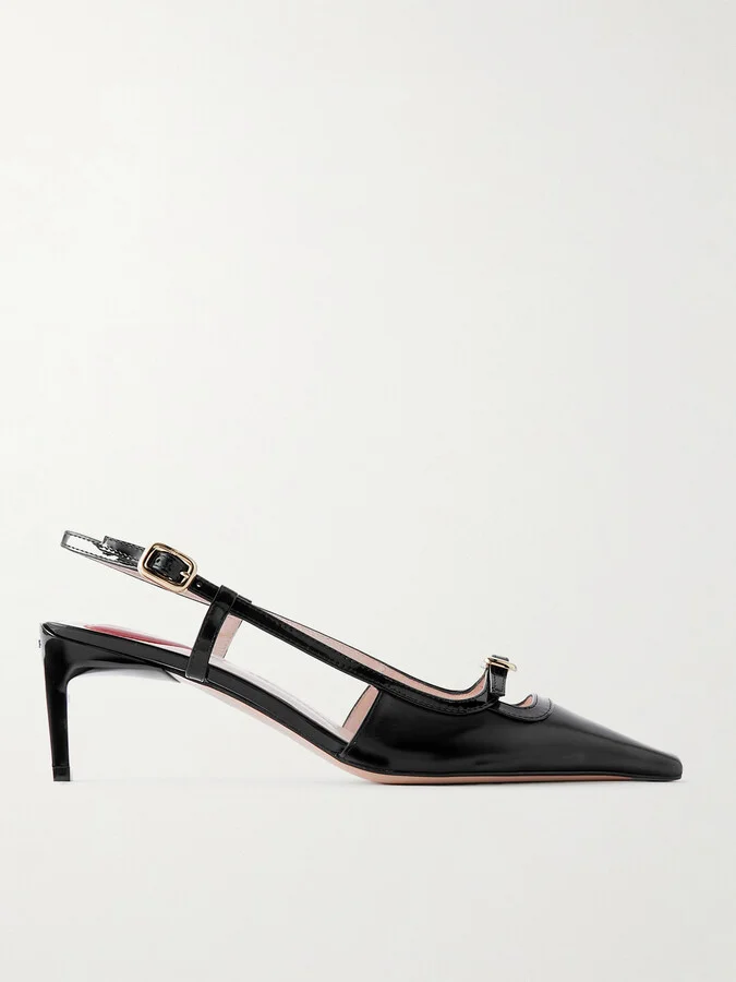 Roger Vivier - Nagoya 55 Embellished Leather Slingback Pumps - Black
