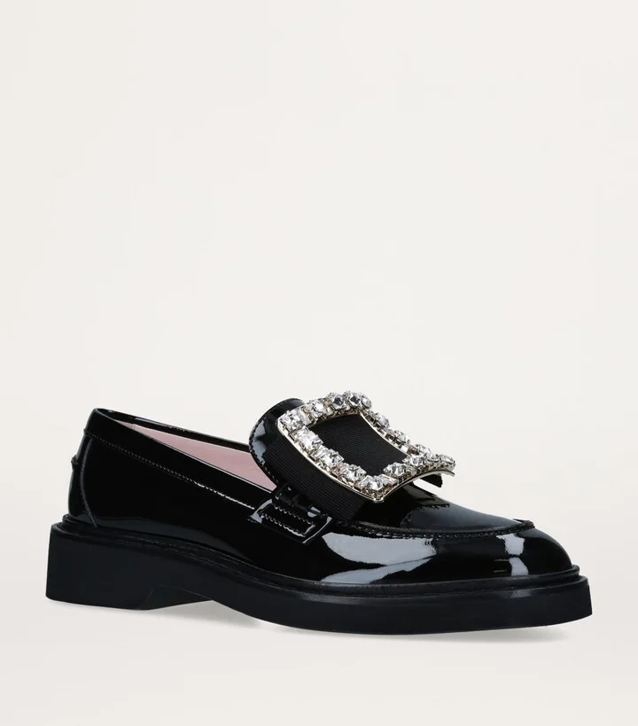 Roger Vivier Patent Viv' Ranger Strass Buckle Loafers - Image 5