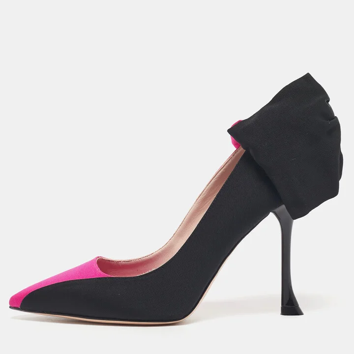 Roger Vivier Pink/Black Fabric Bibow Pumps Size 36