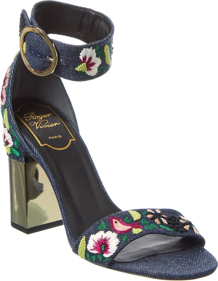 Roger Vivier Podium Denim Sandal