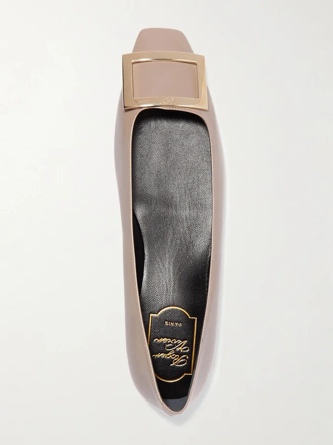 Roger Vivier - Quadrata Trompette Embellished Leather Ballet Flats - Brown - Image 5