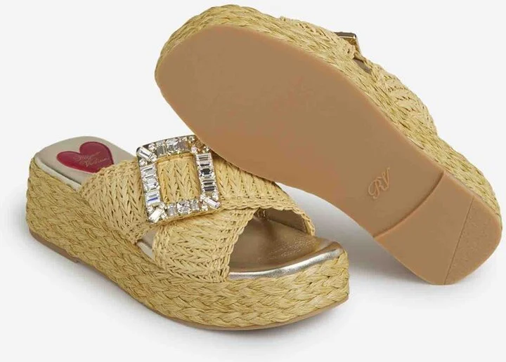 Roger Vivier Raffia Platform Mules - Image 4