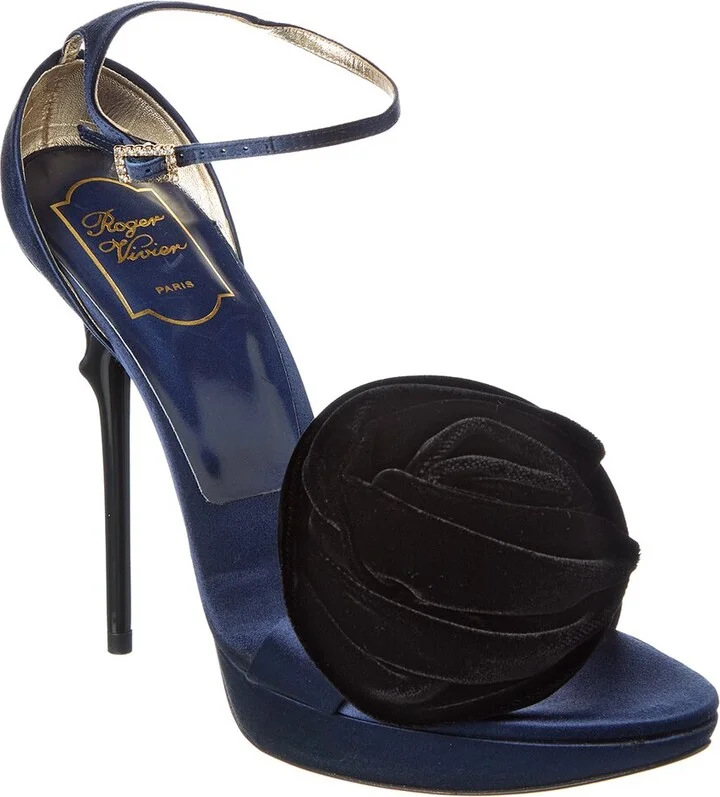 Roger Vivier Rose Satin & Velvet Platform Sandal