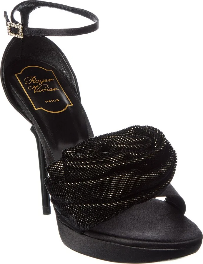 Roger Vivier Rose Satin & Velvet Platform Sandal
