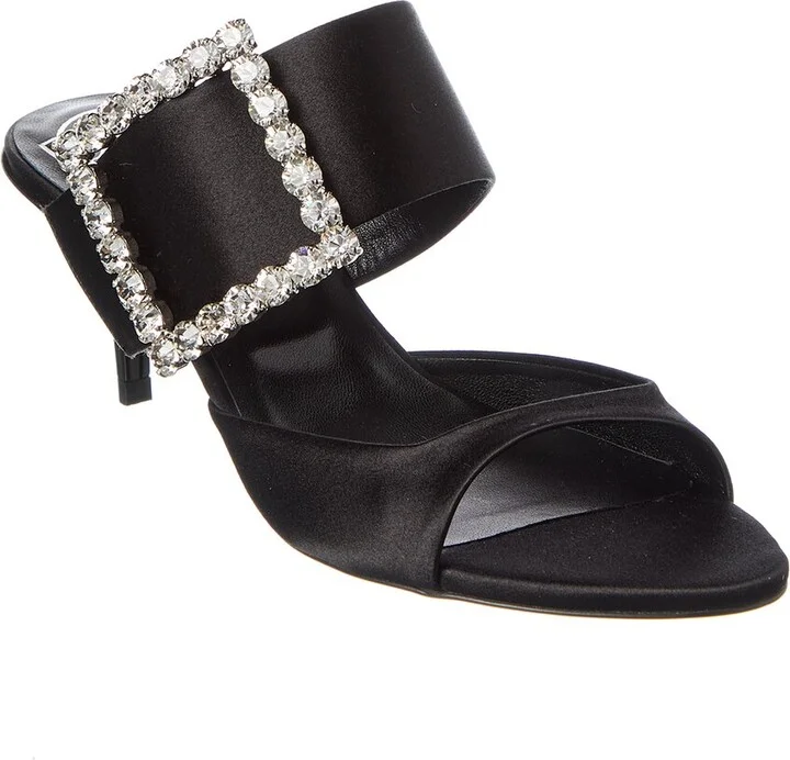 Roger Vivier Sabot Buckle Strass Satin Sandal