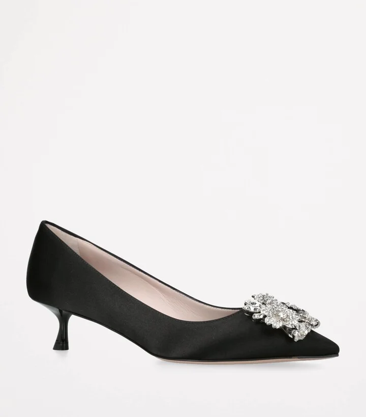 Roger Vivier Satin Bouquet Strass Buckle Pumps 45 - Image 3