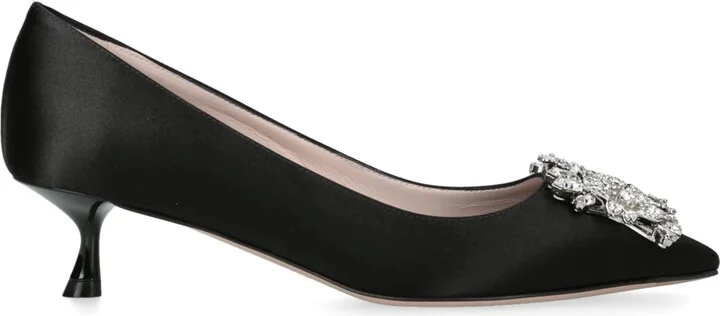 Roger Vivier Satin Bouquet Strass Buckle Pumps 45