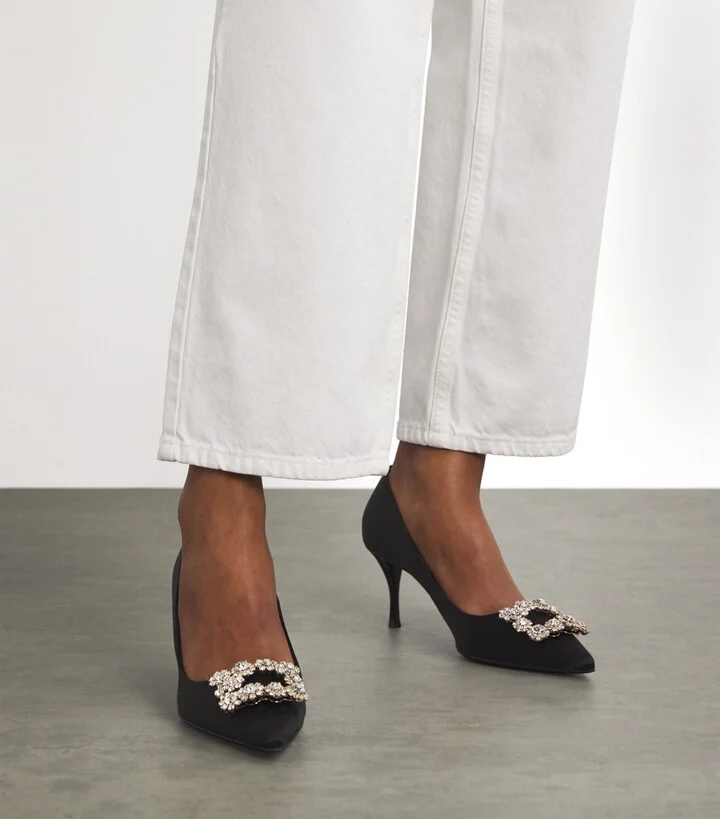 Roger Vivier Satin Decolleté Crystal Buckle Pumps 65 - Image 2