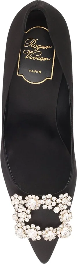 Roger Vivier Satin Decolleté Crystal Buckle Pumps 65 - Image 3