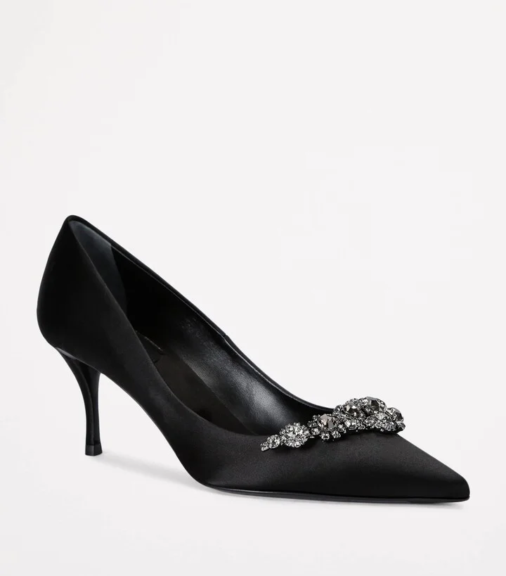 Roger Vivier Satin Embellished Efflorescence Pumps 65 - Image 3