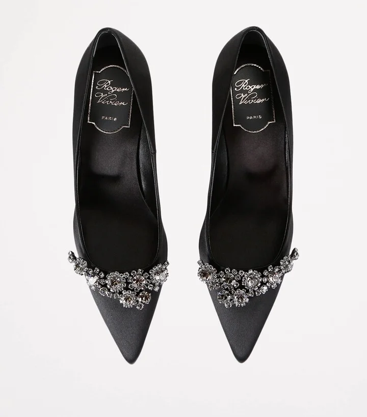 Roger Vivier Satin Embellished Efflorescence Pumps 65 - Image 4