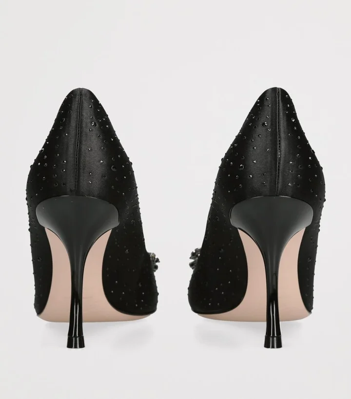 Roger Vivier Satin Embellished Rv Bouquet Strass Buckle Pumps 85 - Image 2