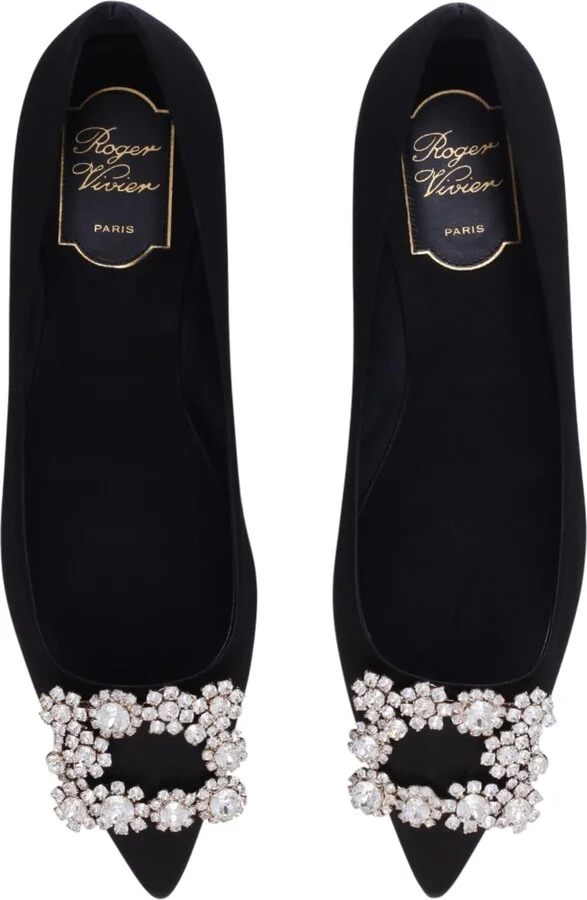 Roger Vivier Satin Flower Strass Ballet Flats - Image 4