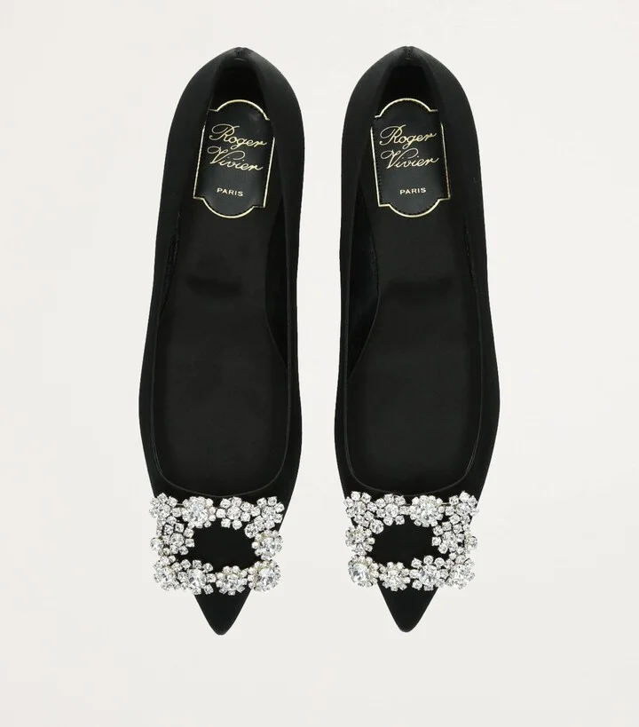 Roger Vivier Satin Flower Strass Ballet Flats - Image 5