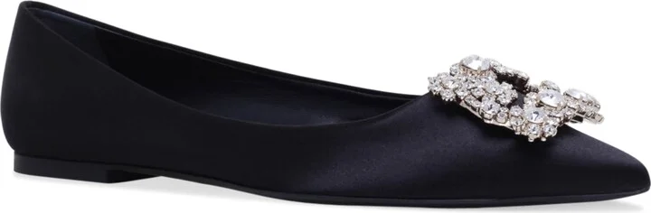 Roger Vivier Satin Flower Strass Ballet Flats