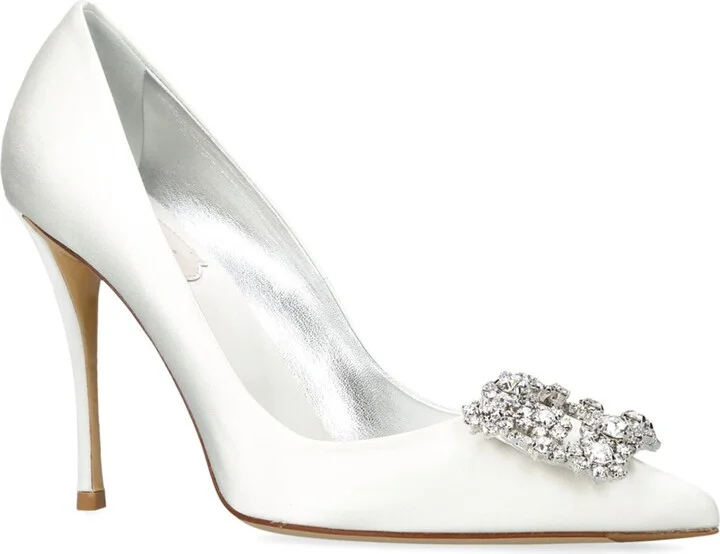 Roger Vivier Satin Flower Strass Buckle Pumps 100 - Image 3