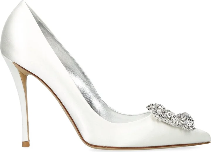 Roger Vivier Satin Flower Strass Buckle Pumps 100