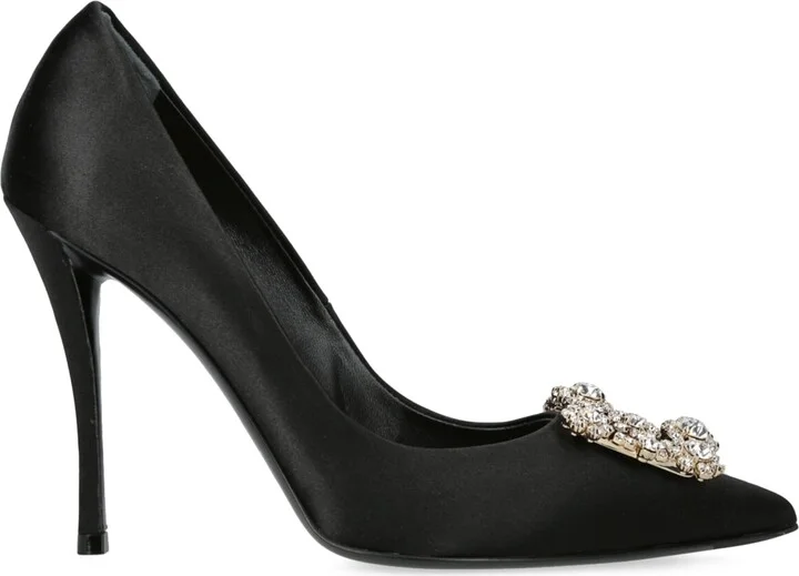 Roger Vivier Satin Flower Strass Pumps 100