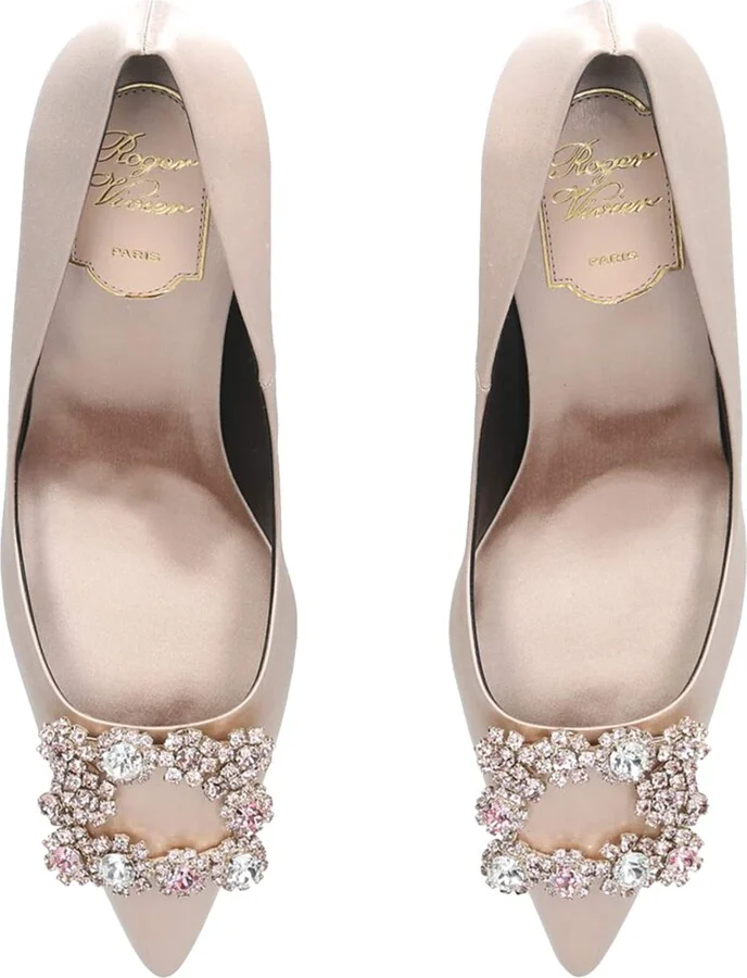 Roger Vivier Satin Flower Strass Pumps 65 - Image 4