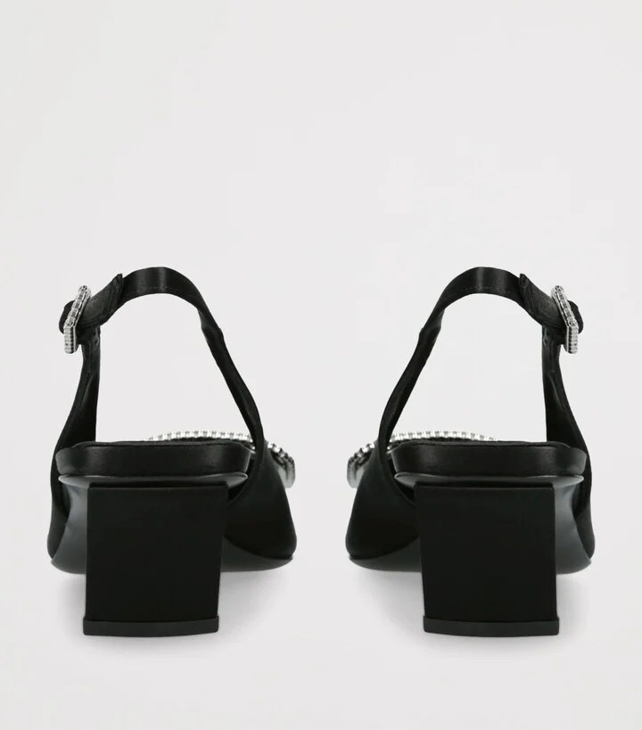 Roger Vivier Satin Pilgrim Slingback Pumps 45 - Image 2