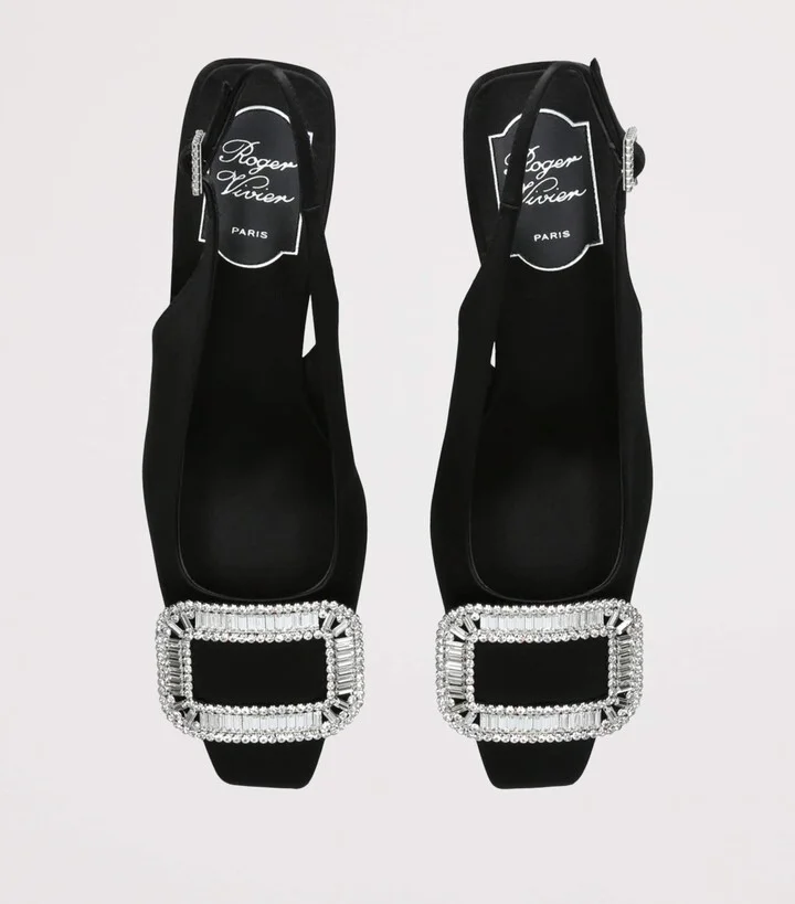 Roger Vivier Satin Pilgrim Slingback Pumps 45 - Image 3