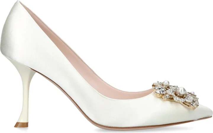 Roger Vivier Satin Rv Bouquet Strass Buckle Pumps 85
