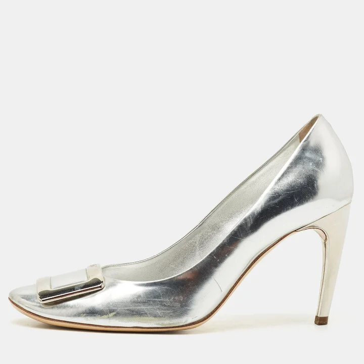 Roger Vivier Silver Leather Trompette Pumps Size 41
