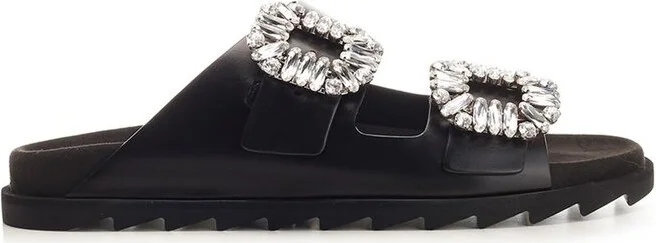 Roger Vivier Slidy Viv' Buckle Open Toe Mules