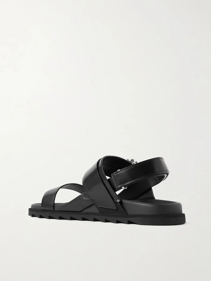 Roger Vivier - Slidy Viv Crystal-embellished Leather Slingback Sandals - Black - Image 3