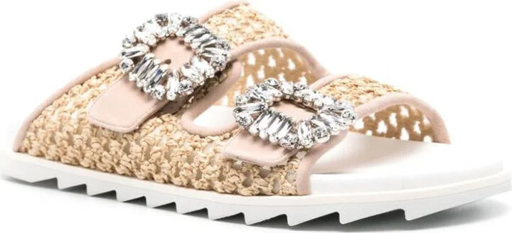 Roger Vivier Slidy Viv Raffia Sandals - Image 3