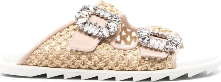 Roger Vivier Slidy Viv Raffia Sandals