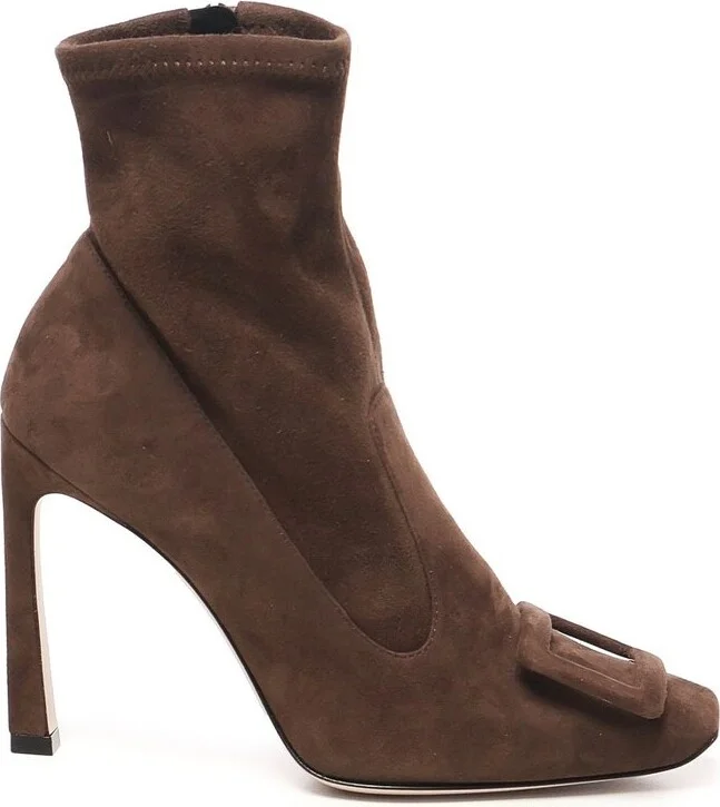 Roger Vivier Square Buckle Heeled Ankle Boots