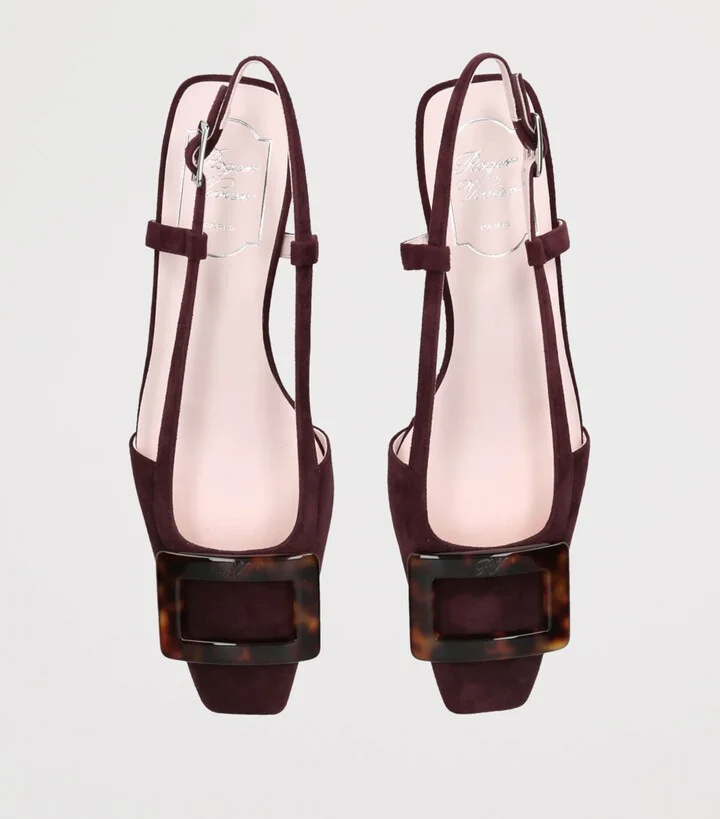 Roger Vivier Suede Belle Vivier Slingback Pumps 25 - Image 4
