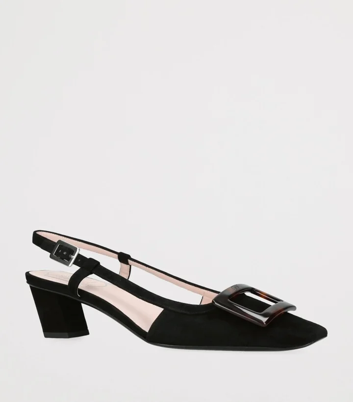 Roger Vivier Suede Belle Vivier Slingback Pumps 45 - Image 3