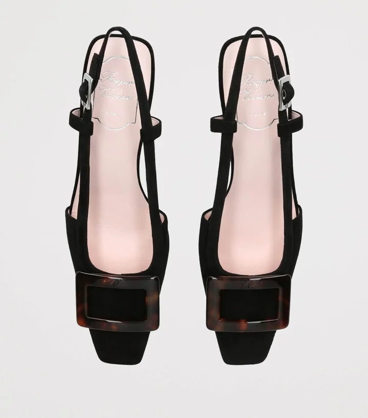 Roger Vivier Suede Belle Vivier Slingback Pumps 45 - Image 4
