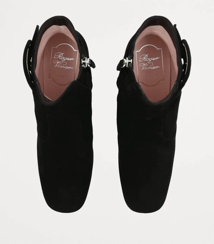 Roger Vivier Suede Très Vivier Polly Ankle Boots 45 - Image 4