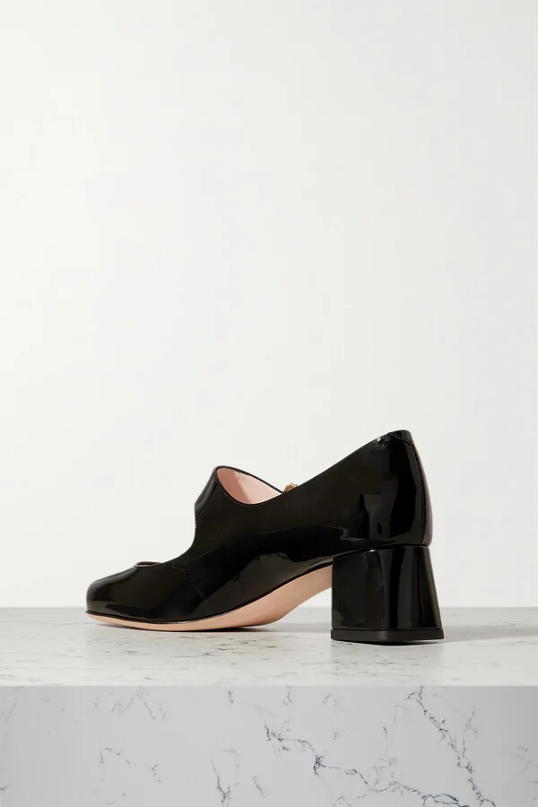 Roger Vivier - Très Vivier 45 Crystal-embellished Patent-leather Mary Jane Pumps - Black - Image 3