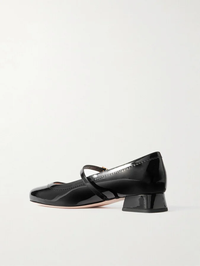 Roger Vivier - Très Vivier Flower 25 Crystal-embellished Patent-leather Mary Jane Pumps - Black - Image 3